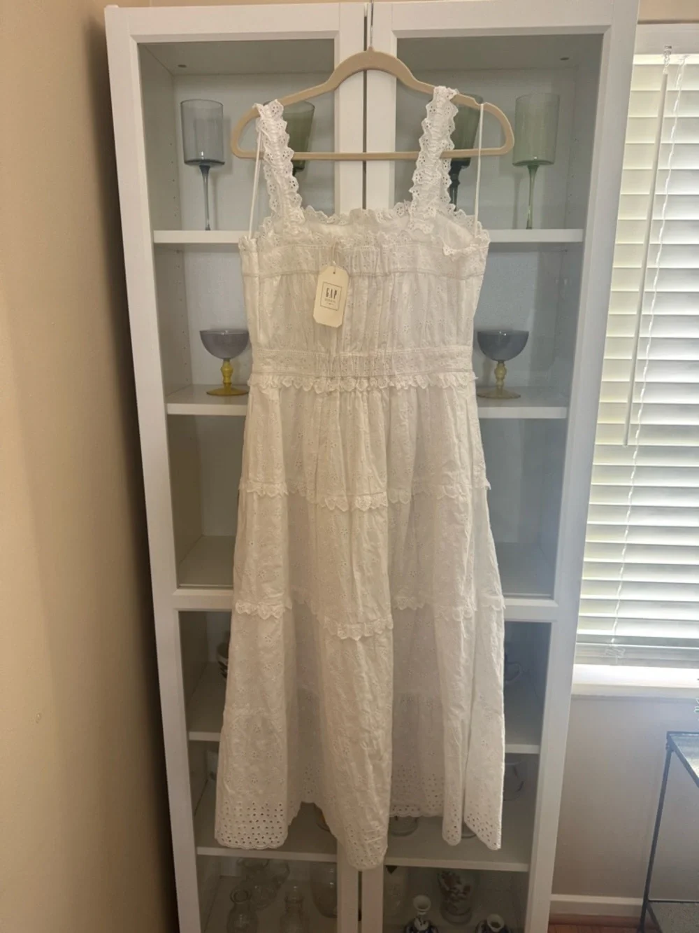 GAP x DÔEN White Eyelet Tiered Midi Dress - Picture 3 of 4